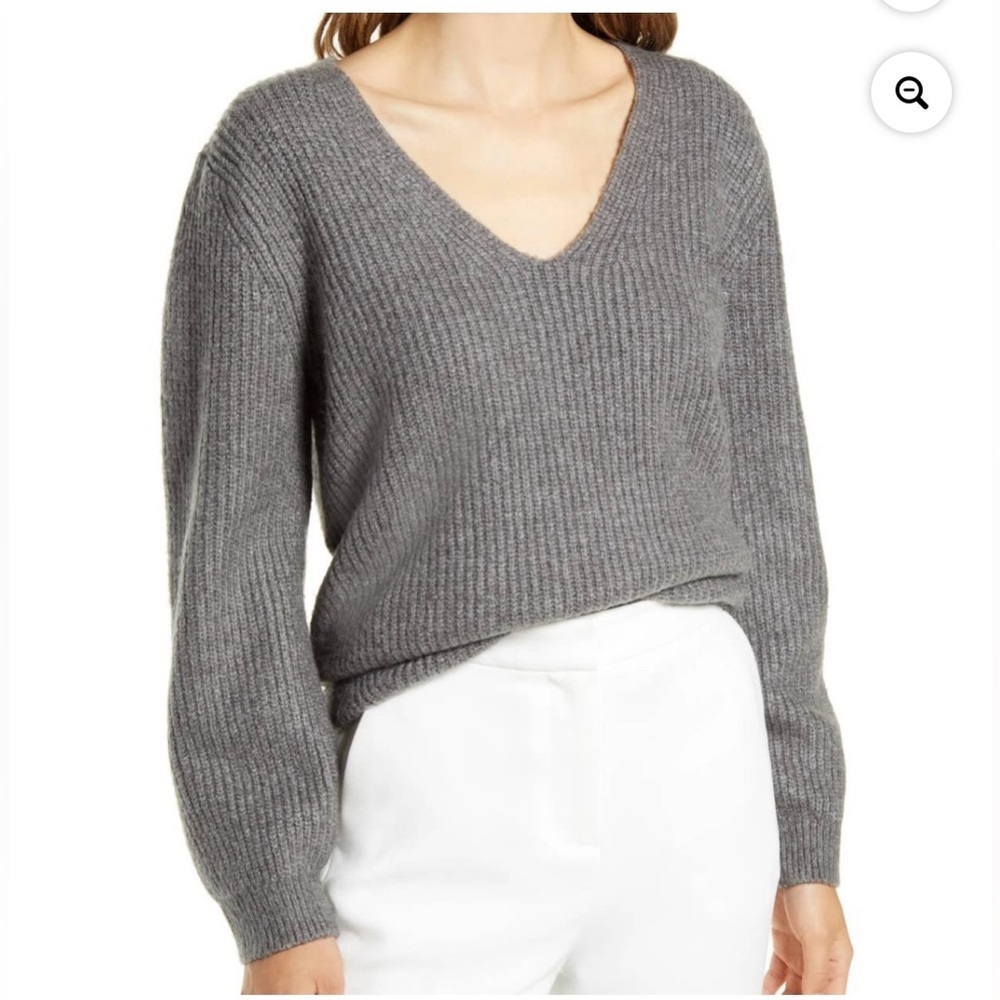 Halogen Charcoal V-Neck Sweater
